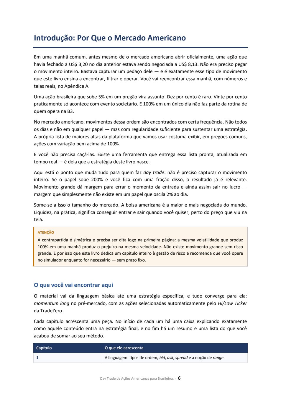 Página 6 da apostila — Introdução: por que o mercado americano